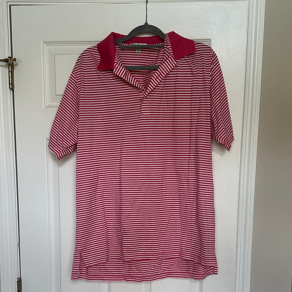 Peter Millar Pink and White Striped Polo